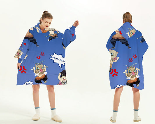 Inosuke Demon Slayer Oversized Blanket Hoodie - OLMCOL
