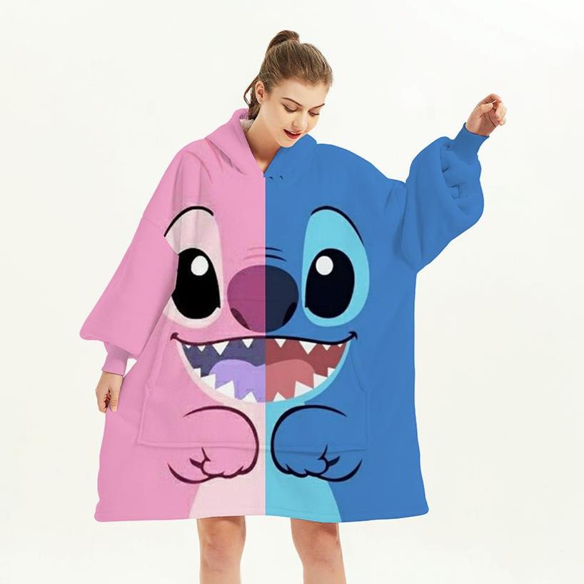 Stitch Hooded Blanket Soft Cozy Wearable Blanket Kids Adult Throw