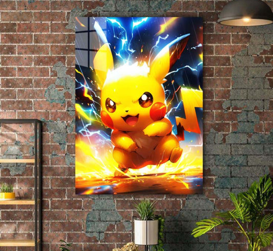 Pikachu,Pokémon ,Metal Poster - 1mm Thick, 12x16 Inch, Glossy Shine