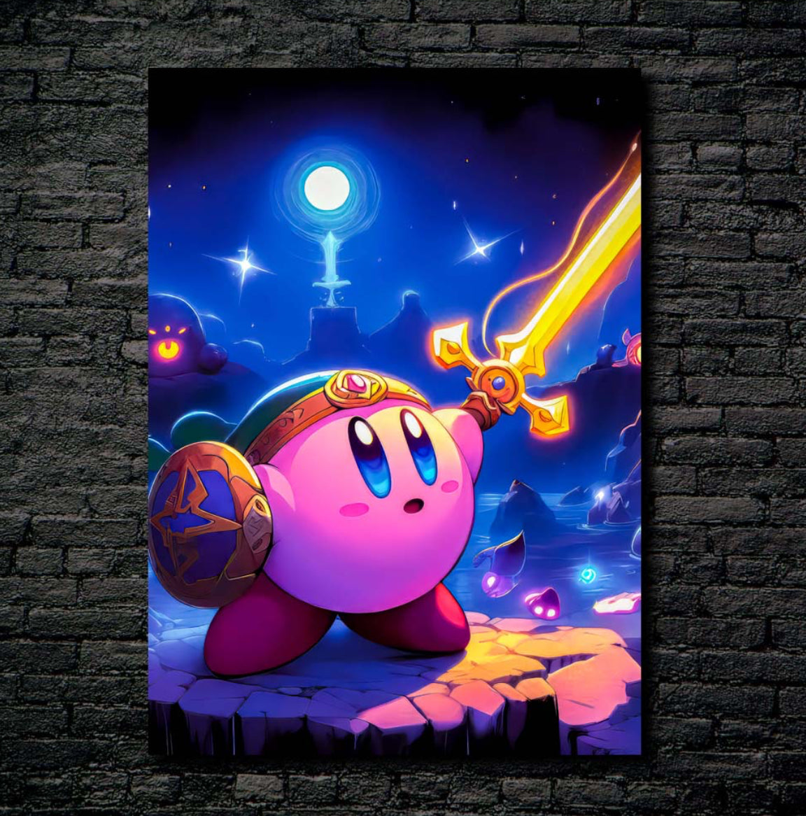 Kirby , Anime Metal Poster - 1mm Thick, 12x16 Inch, Glossy Shine