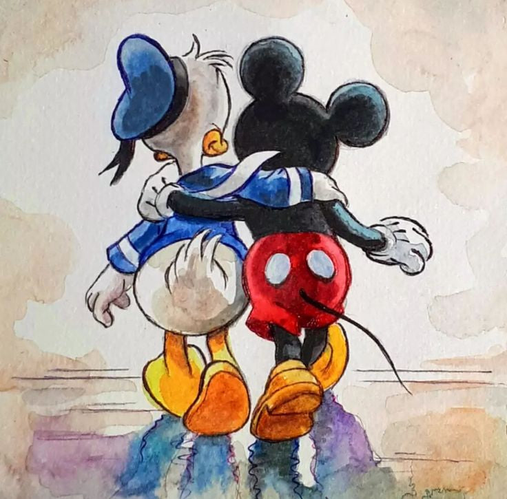 Best friends,Mickey,Donald Duck,- 1mm Thick, 12x16 Inch, Glossy Shine