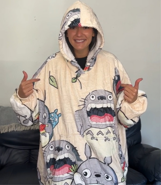 Anime Blanket Hoodie  oversize snuggle Sherpa My Neighbor Totoro