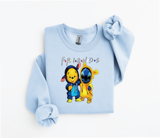 Friends Stitch Wearing Pooh Hoodie & Pooh Wearing Stitch Hoodie – Graphic Sweater (Youth &Adult Sizes, DTF Print)