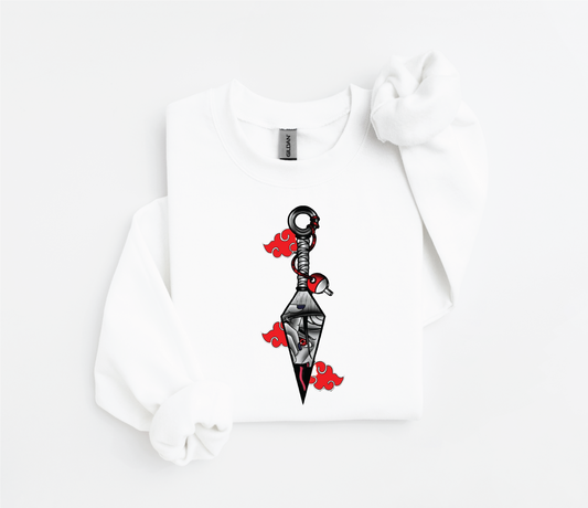 Itachi Uchiha Knife with Akatsuki Cloud Design Sweater | Gildan 18500 | Kids & Adult Sizes | DTF Print