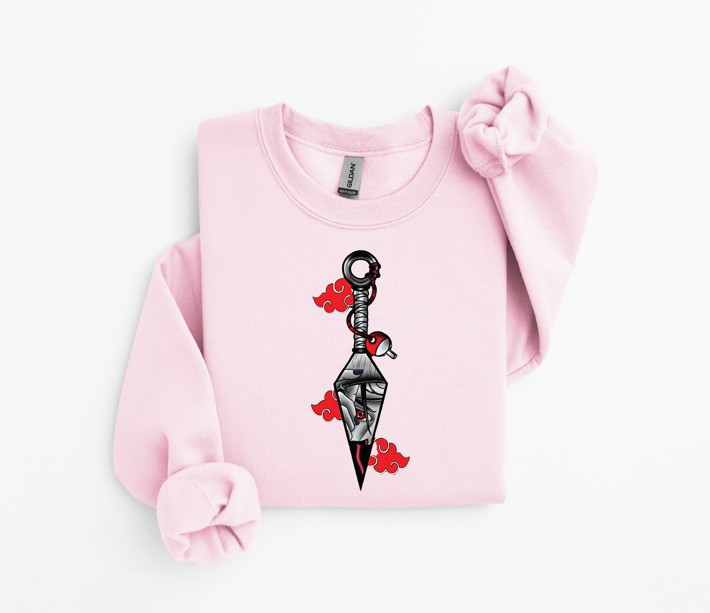 Itachi Uchiha Knife with Akatsuki Cloud Design Sweater | Gildan 18500 | Kids & Adult Sizes | DTF Print