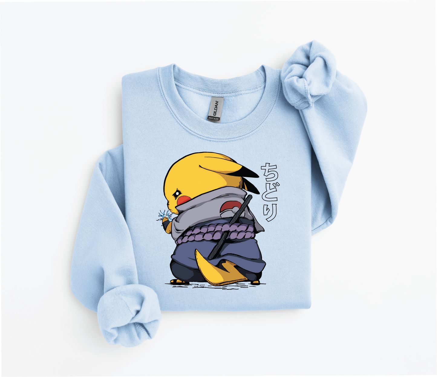 Sasuke-Inspired Pikachu Sweater | Uchiha Clan Logo Design | Gildan 18500 | Kids &Adult Sizes | DTF Print