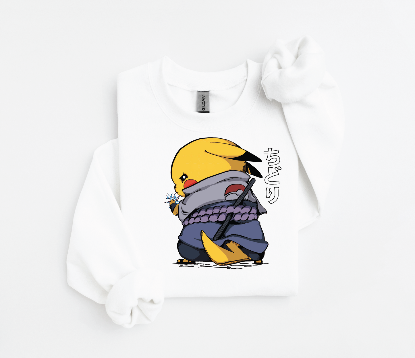 Sasuke-Inspired Pikachu Sweater | Uchiha Clan Logo Design | Gildan 18500 | Kids &Adult Sizes | DTF Print