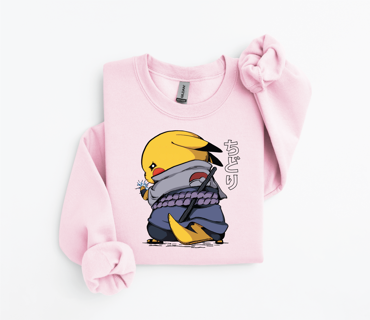 Sasuke-Inspired Pikachu Sweater | Uchiha Clan Logo Design | Gildan 18500 | Kids &Adult Sizes | DTF Print