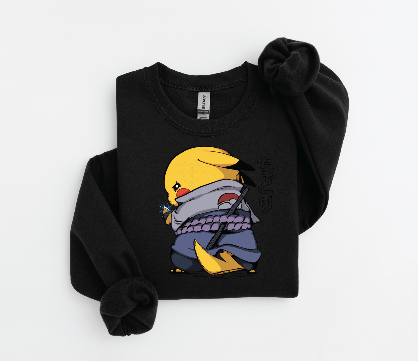 Sasuke-Inspired Pikachu Sweater | Uchiha Clan Logo Design | Gildan 18500 | Kids &Adult Sizes | DTF Print