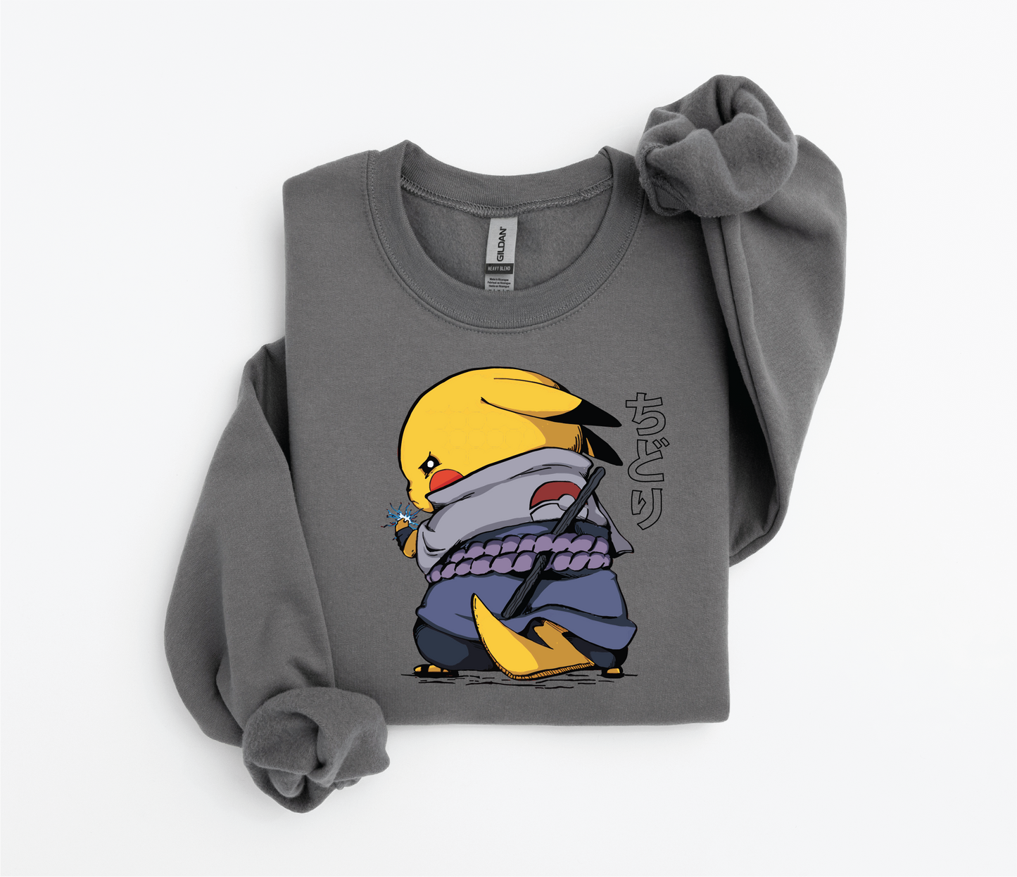 Sasuke-Inspired Pikachu Sweater | Uchiha Clan Logo Design | Gildan 18500 | Kids &Adult Sizes | DTF Print