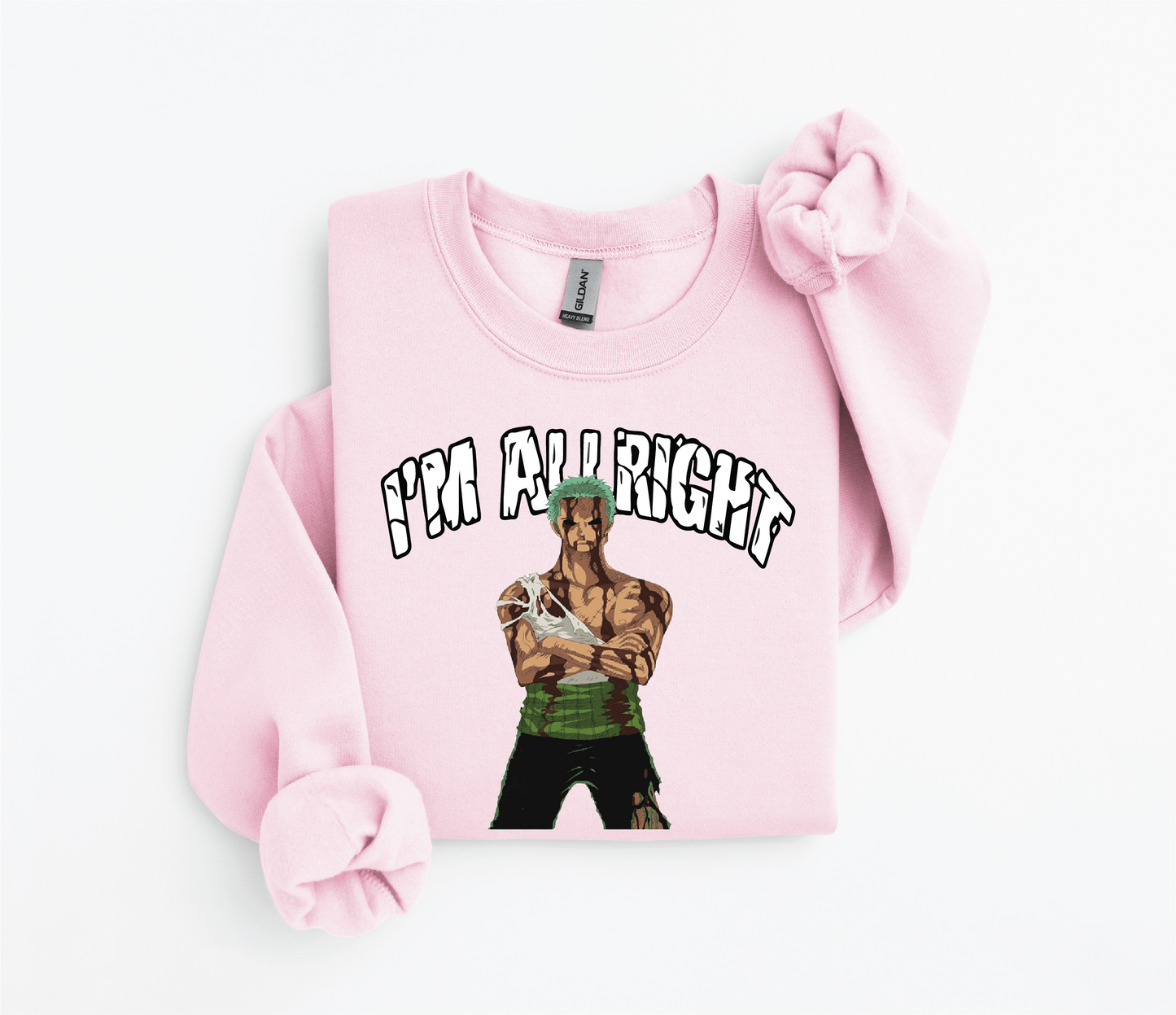 Zoro "I'm Alright" Sweater | Iconic One Piece Moment | Gildan 18500 | Kids & Adult Sizes | DTF Print