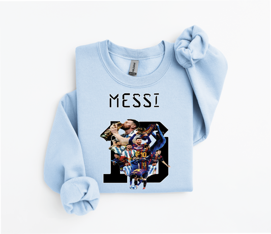 Messi Number 10 Jersey Holding World Cup Graphic Sweater – Argentina (Adult &Kid Sizes, DTF Print)