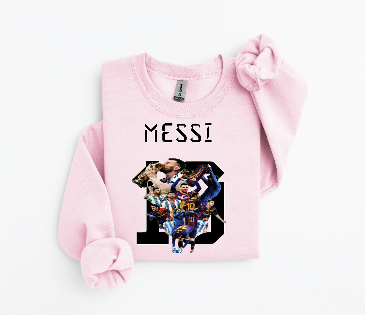 Messi Number 10 Jersey Holding World Cup Graphic Sweater – Argentina (Adult &Kid Sizes, DTF Print)