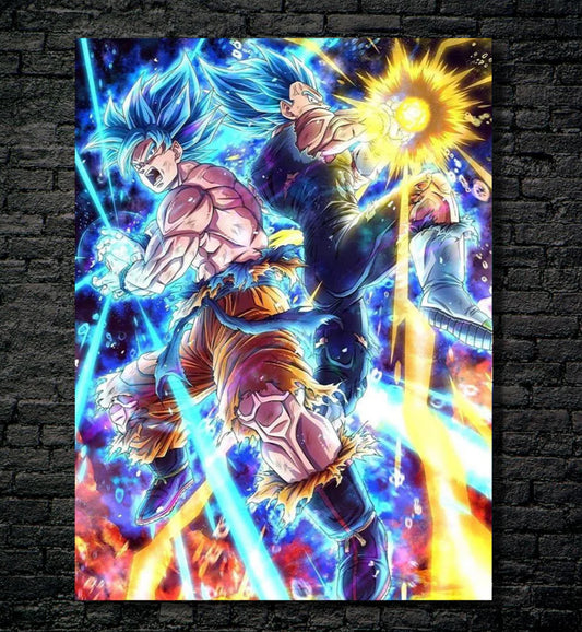 vegtta,dragon ball , Anime Metal Poster - 1mm Thick, 12x16 Inch, Glossy Shine