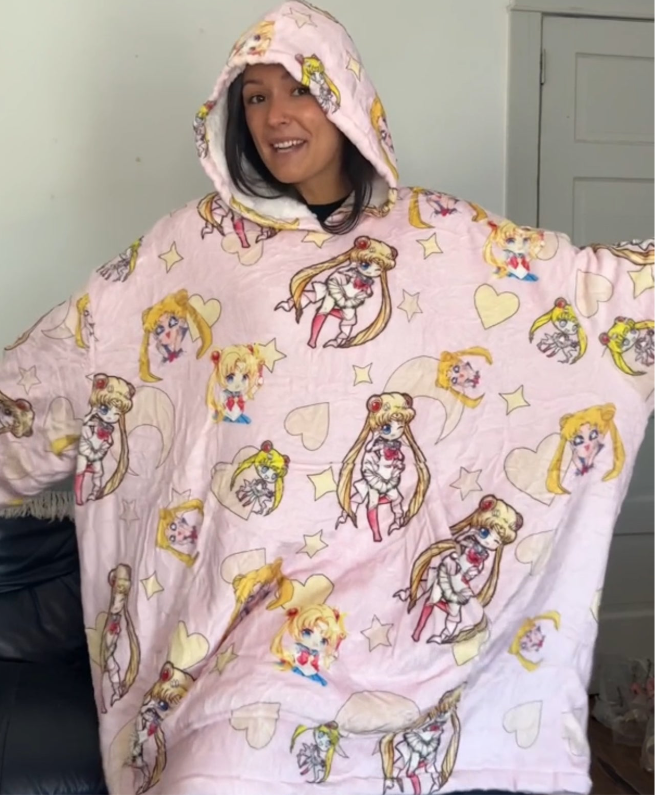 Anime Blanket Hoodie  oversize snuggle Sherpa Sailor Moon