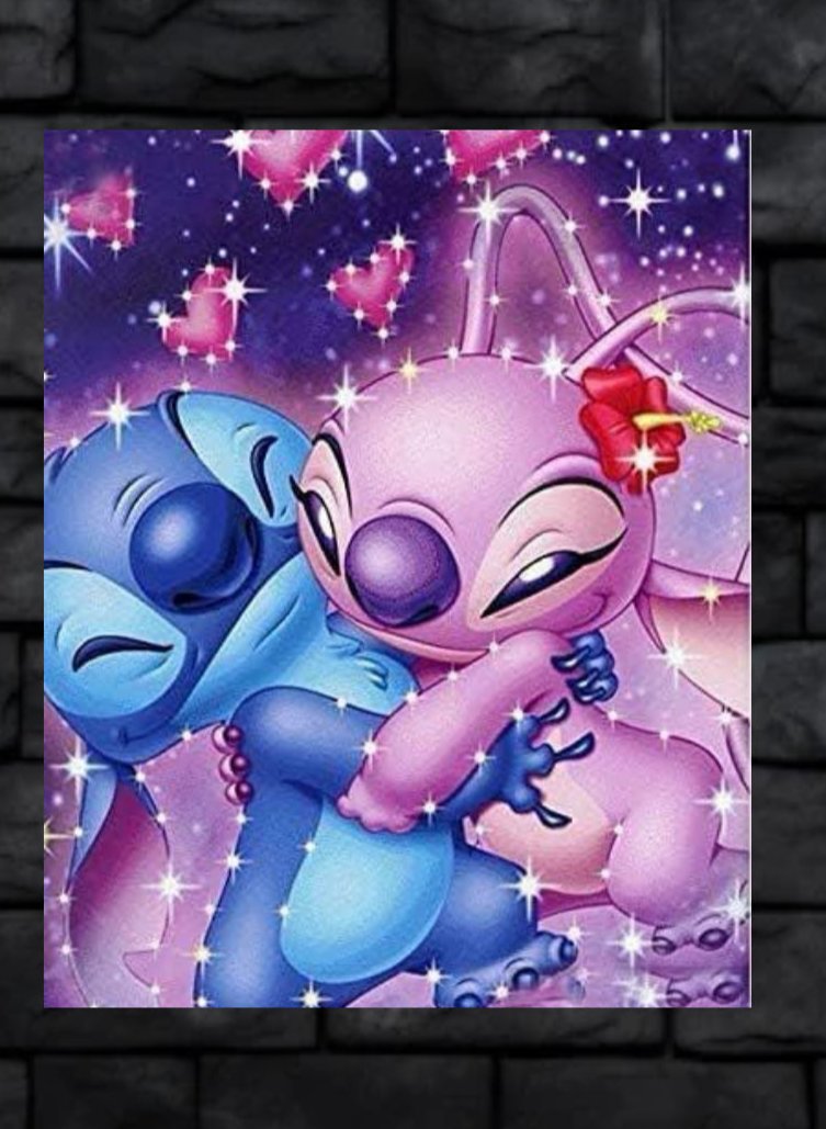 Stich and angel , Metal Poster - 1mm Thick, 12x16 Inch, Glossy Shine