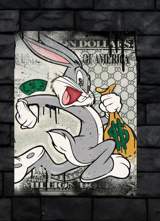 Bugs bunny,money bag,- 1mm Thick, 12x16 Inch, Glossy Shine