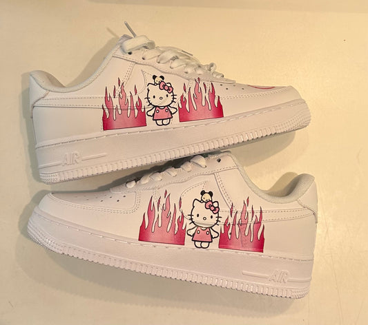 Custom made Air force 1 - hello kitty flame - The Truth Graphics