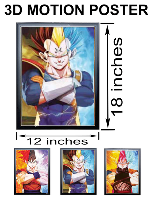 3D Holographic POSTER  DBZ GOKU VEGETA & BLACK GOKU