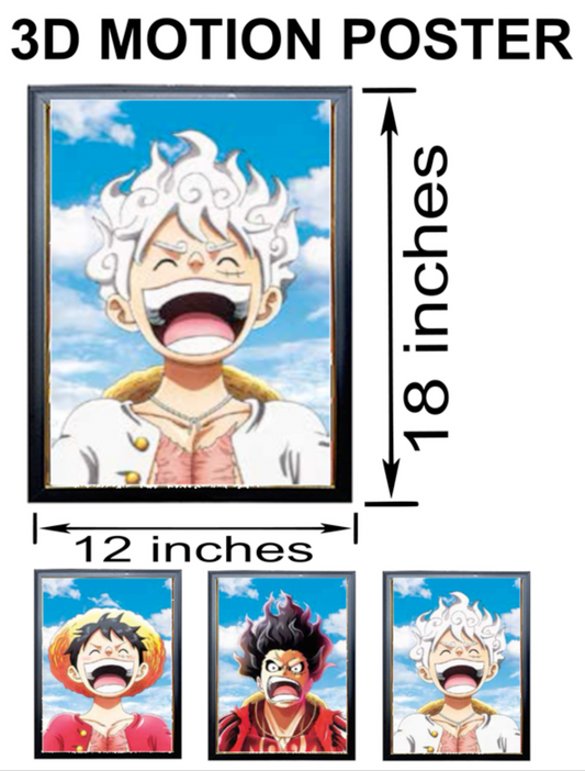 3D Holographic JOY BOY POSTER LUFFY LAUGHING IN  GEARS