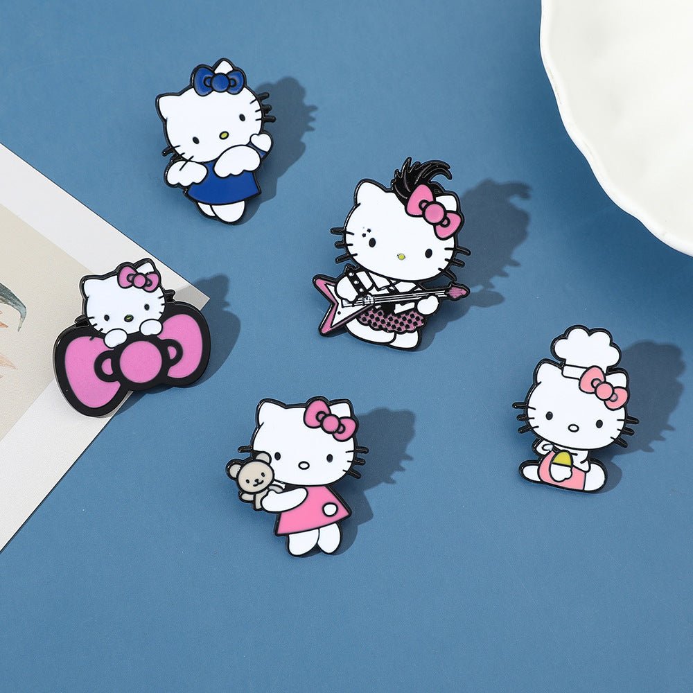 cartoon cute kt cat enamel brooch fashion fun kawaii anime metal badge clothing bag custom pin kids jewelry - The Truth Graphics