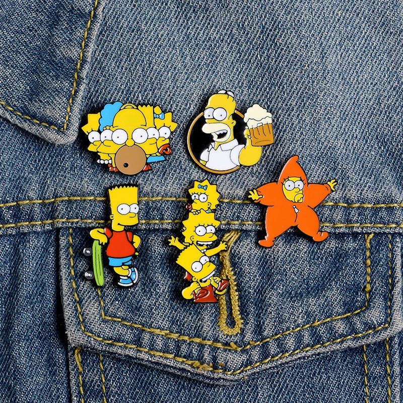 Cartoon Simpson Toast Baby Star Brooch Funny Enamel Lapel Pins Jewelry Children's Clothes Accessories - The Truth Graphics
