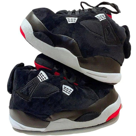 "Classic Kickback: Unisex One-Size Jordan 4 Retro Bred Sneaker Slippers" - The Truth Graphics