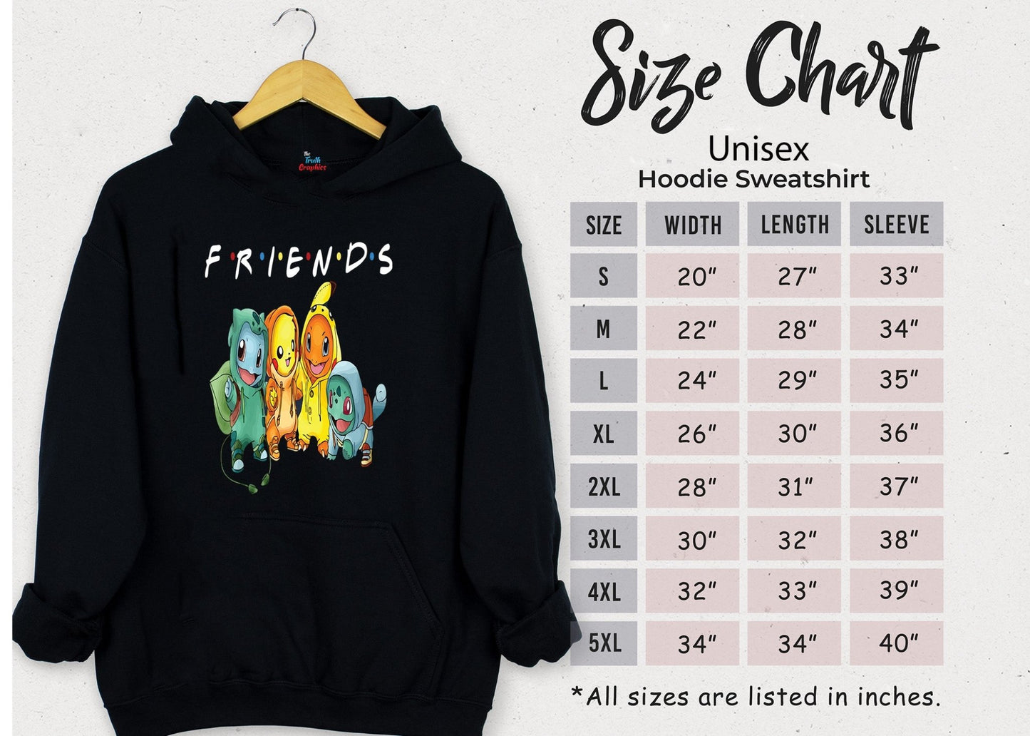 friends hoodies - pokemons - The Truth Graphics