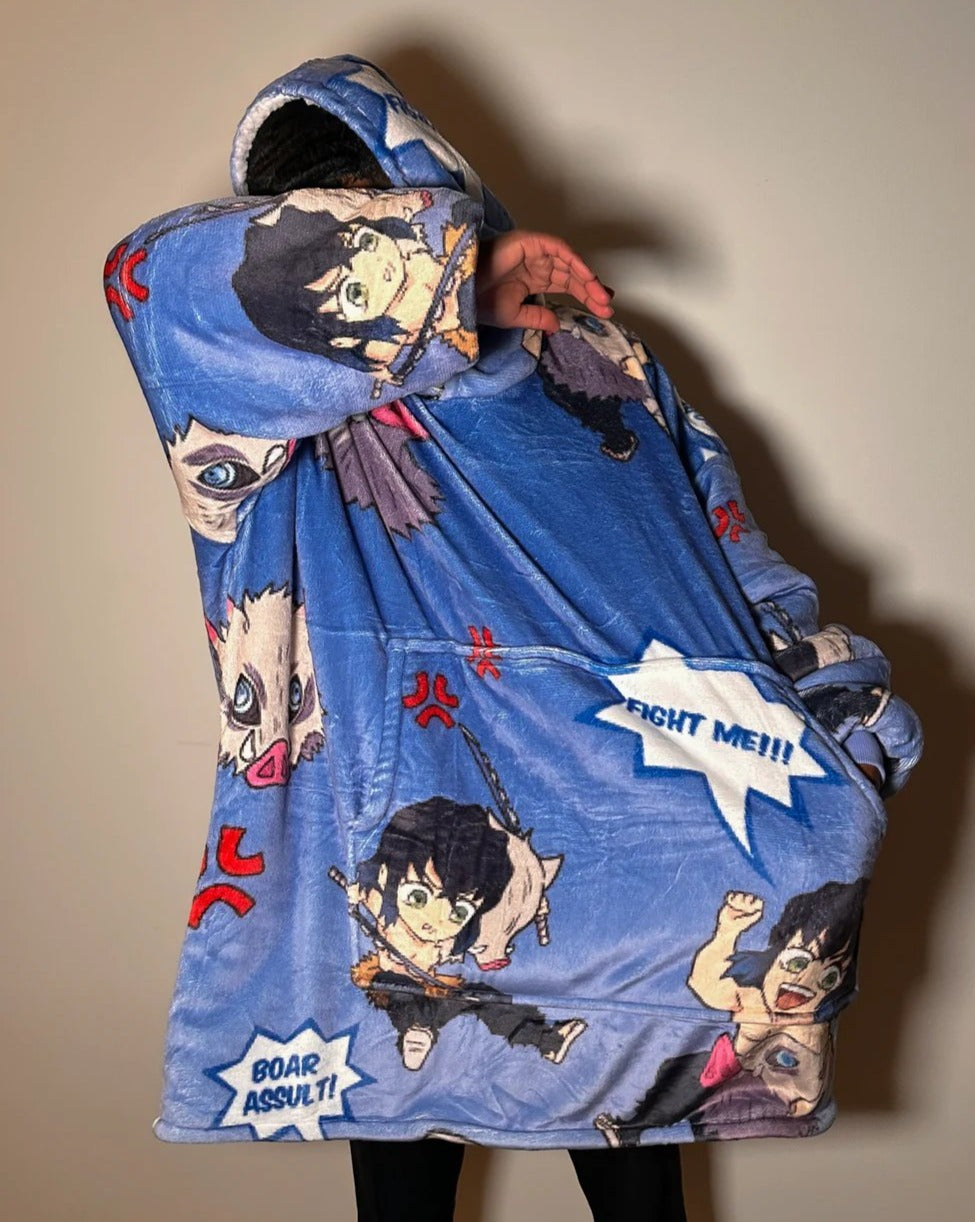Inosuke Demon Slayer Oversized Blanket Hoodie - OLMCOL