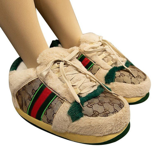 Plushy inspired guccii Sneaker Slippers - Unisex, One Size Fits All - The Truth Graphics
